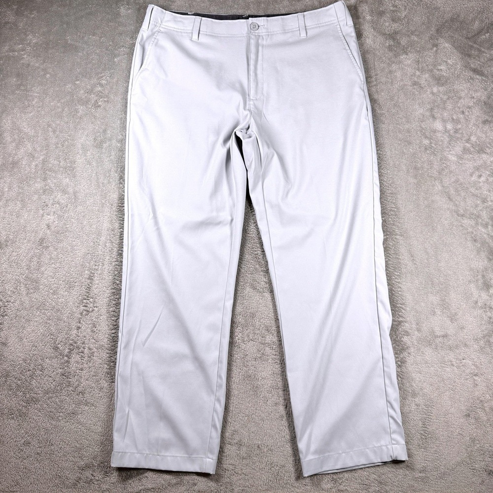 BCG Mens Gray Golf Pants 36x30 Performance Stretch Flat Front Pocketed